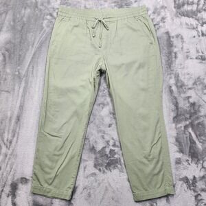 Gap Pants Womens L Green Desert Sage Easy Pant Pull On Drawstring Tapered Casual